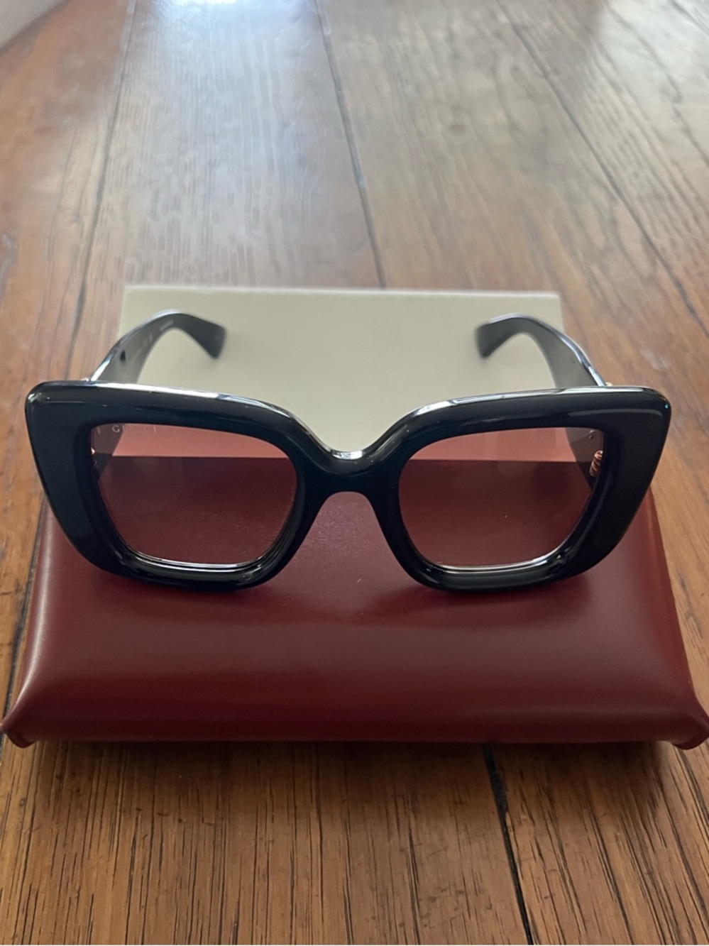 Gucci Black BUTTERFLY GOLD GG SUNGLASSES  50mm NEW $560 - Picture 5 of 14